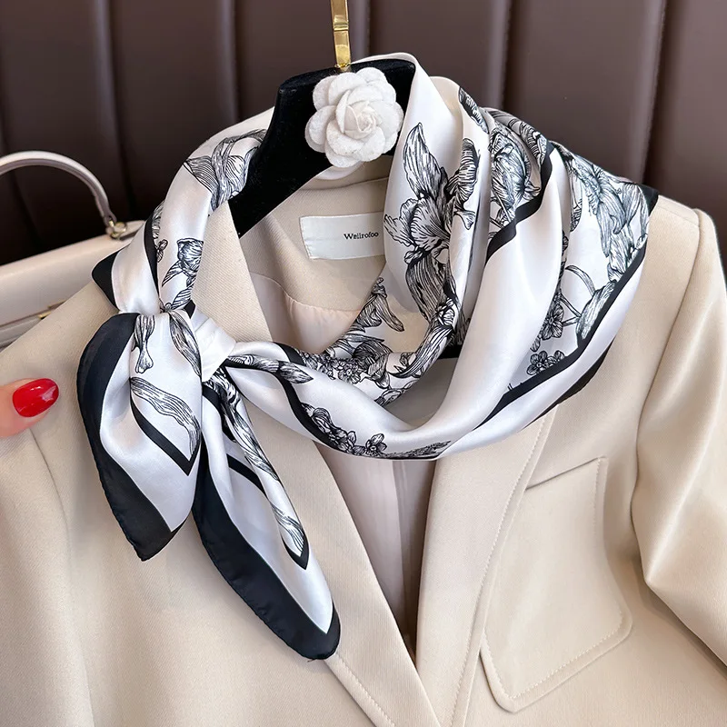 70*70cm Luxury Floral Print Si - đánh giá và giá Face Scarf Mask