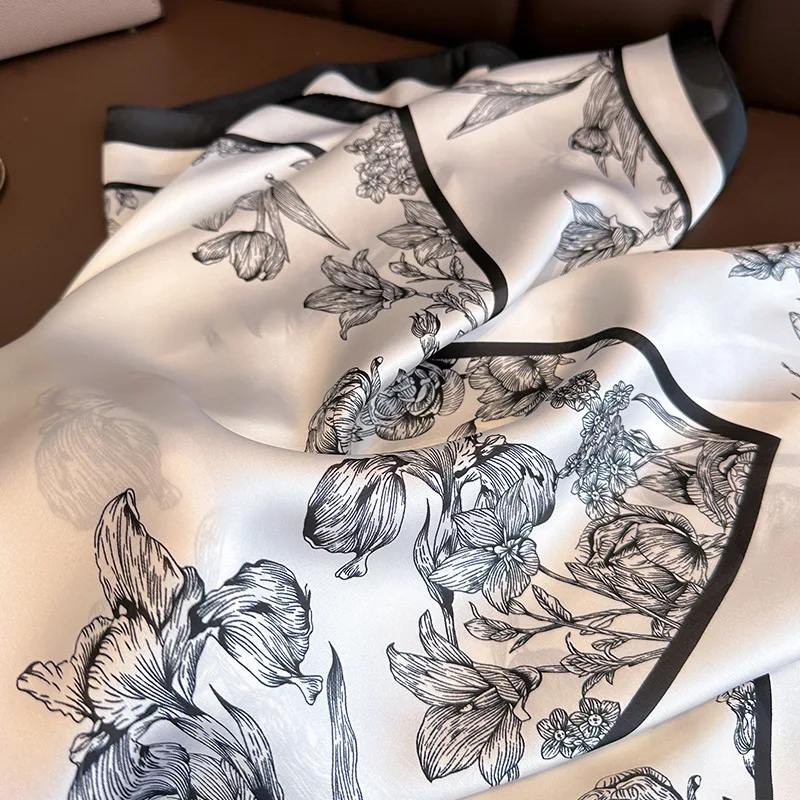 70*70cm Luxury Floral Print Si - đánh giá và giá Face Scarf Mask