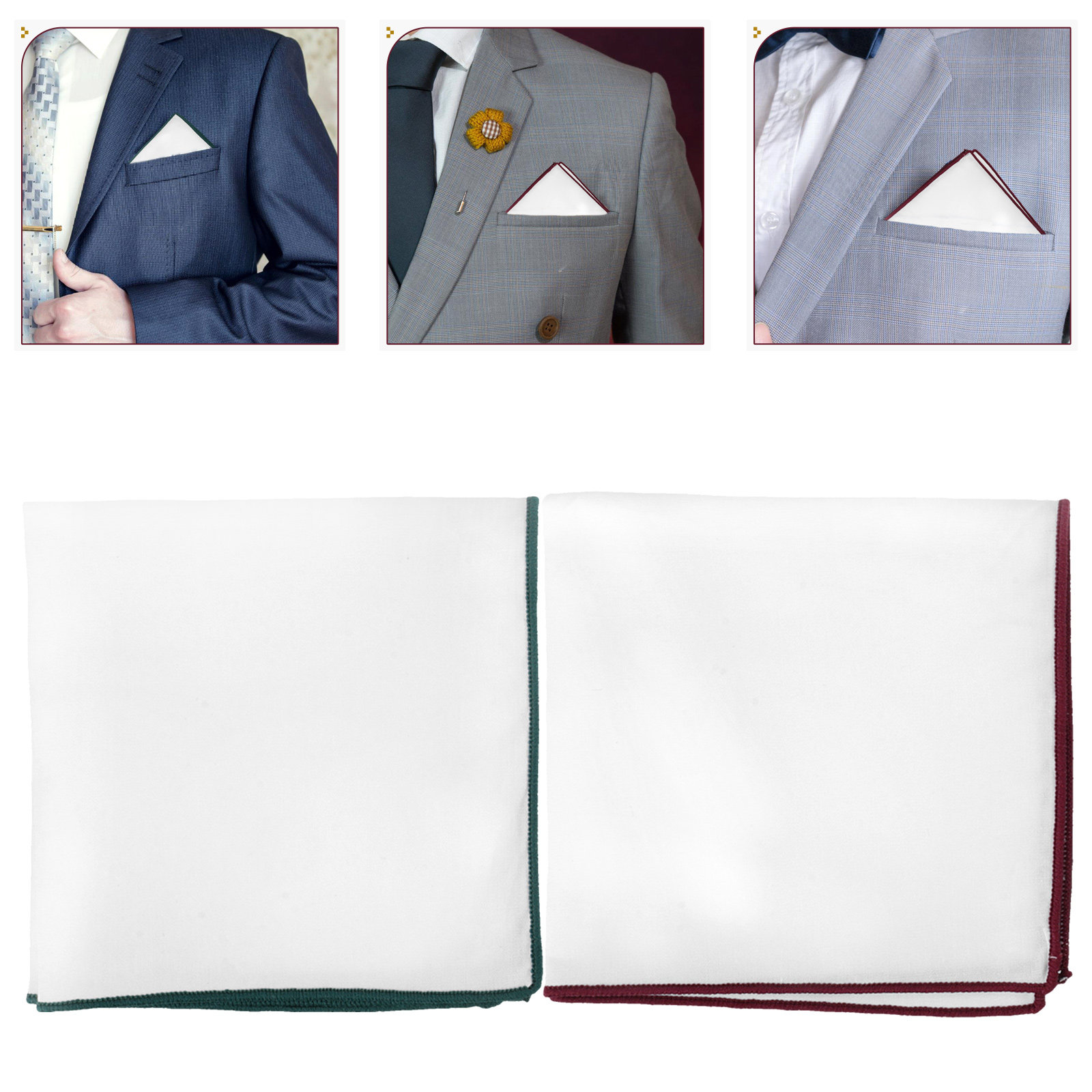2Pcs White Simple Cotton Pocke - đánh giá và giá Handkerchief Cotton Men